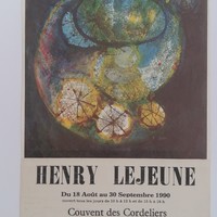 Affiche pour exposition Henry Lejeune , au Couvent des Cordeliers (Forcalquier) , du 18 août au 30 septembre 1990.